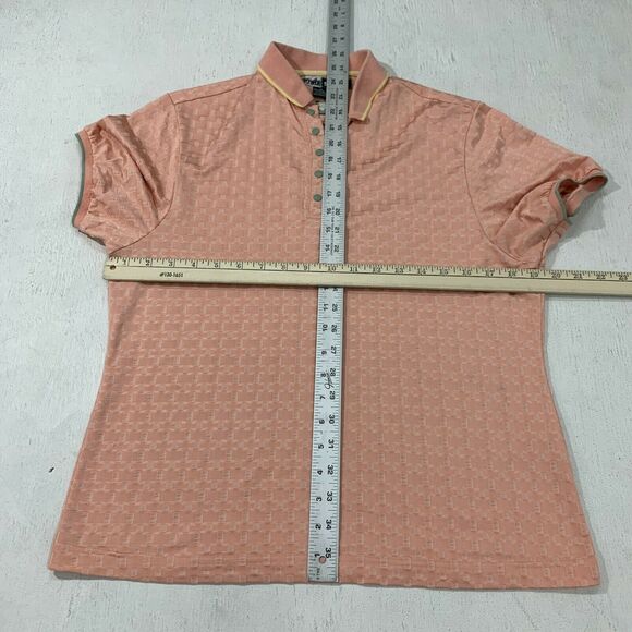 Jamie Sadock Golf Polo Shirt Womens Size M Peach Snap Buttons Textured Retro Top - Picture 5 of 9